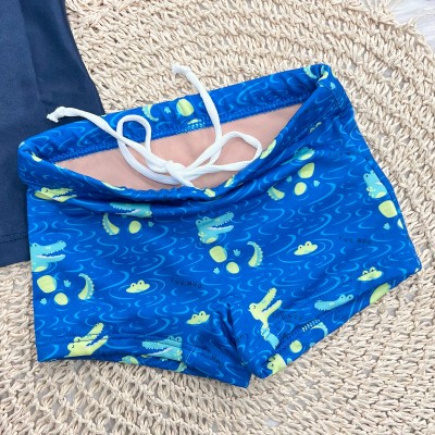 Linha Praia Blusa M/L e Sunga Hello Summer Jacaré - Marinho